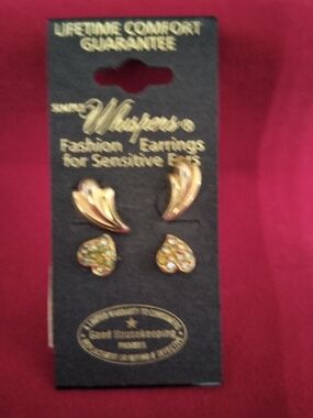 Simply Whispers Gold-Tone Multicolor Heart & Wing Stud Earring Set